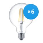 Fordelspakke 6x Philips Corepro LED Globe E27 Filament Klar 95mm 7W 806lm - 827 Ekstra Varm Hvid | Erstatter 60W