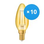 Fordelspakke 10x Ledvance Vintage 1906 LED E14 Kerte guld 1.5W 120lm - 824 ekstra varm hvid | erstatter 15W