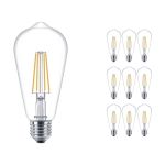 Fordelspakke 10x Philips Corepro LED Pære E27 Edison filament klar 7W 806lm - 827 ekstra varm hvid | erstatter 60W