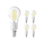 Fordelspakke 5x Calex Smart Tuya Wifi E14 Kugle 4.5W 450lm - 818-830 Justerbar Hvid | dæmpbar - erstatter 40W 