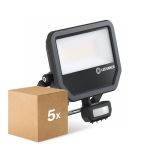Fordelspakke 5x Ledvance LED Projektør Aluminium Sort 41W 6000lm 100D - 840 Kold Hvid | IP65 - Bevægelses- Og Lyssensor - Symmetrisk