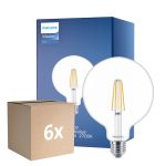 Fordelspakke 6x Philips MASTER Value LED Globe E27 120mm filament klar 5.9W 806lm - 927 ekstra varm hvid | bedste farvegengivelse - erstatter 60W