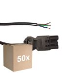 Fordelspakke 50x Noxion GST - Kompatibel Forsyningskabel Sort - Han + Åbne ender - 0,3m - 3 pole 0,75mm2