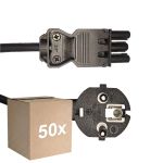 Fordelspakke 50x Noxion GST - Kompatibel Forsyningskabel Sort - Hun + Schuko Europlug - 3m - 3 pole 0.75mm2