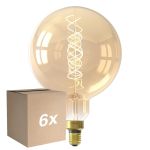 Fordelspakke 6x Calex XXL Mega Guld Globe LED E27 G200 Filament 3W 250lm- 822 Ekstra Varm Hvid | Dæmpbar