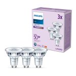 Fordelspakke 3x Philips LED Spot GU10 PAR16 5W 390lm 36D - 840 Kold Hvid