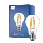 Philips Master Ultra Efficient LED E27 Pære Filament Klar 4W 840lm - 827 Ekstra Varm Hvid | Dæmpbar - Erstatter 60W
