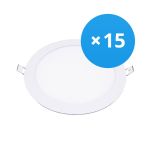 Fordelspakke 15x Bright Choice LED Downlight UltraSlim 15W 1200lm 110D - 840 Kold Hvid | 190mm - Udsnit 175mm