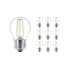Fordelspakke 10x Philips Corepro LED Lustre E27 Kugle filament klar 2W 250lm - 827 ekstra varm hvid | erstatter 25W