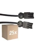 Fordelspakke 25x Noxion GST - Kompatibel Forlængerkabel Sort - Han + Hun - 3m - 3 pole 1,5mm2