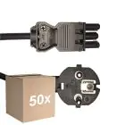 Fordelspakke 50x Noxion GST - Kompatibel Forsyningskabel Sort - Hun + Schuko Europlug - 3m - 3 pole 0.75mm2