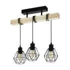Eglo Loftlampe Townshend 5 Stål Træ Sort | IP20 - Egnet til 3x E27 