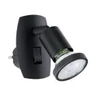 Eglo Vægbelysning Parrini Lamp med Stik  Sort 4.5W 345lm - 830 Varm Hvid | IP20 - Inkl. 1x GU10