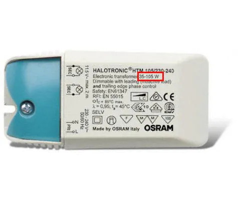 Grundlast Osram HTM Halotronic auf Typenschild